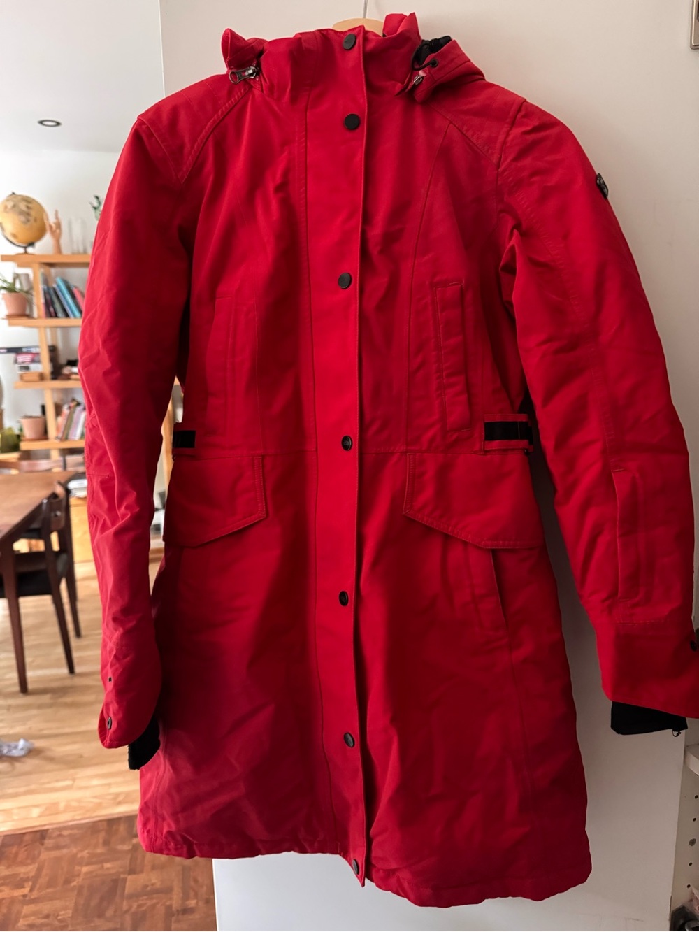 The North Face Red Goose Down Winter Parka S Hooded Multi-Pocket